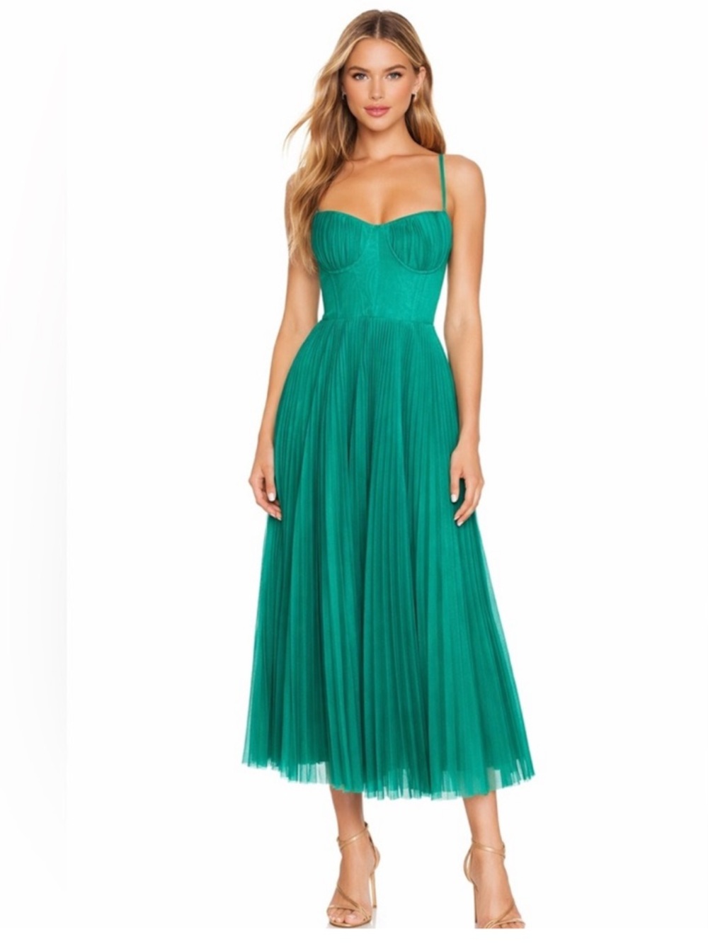 hutch amara corset teal pleated dress